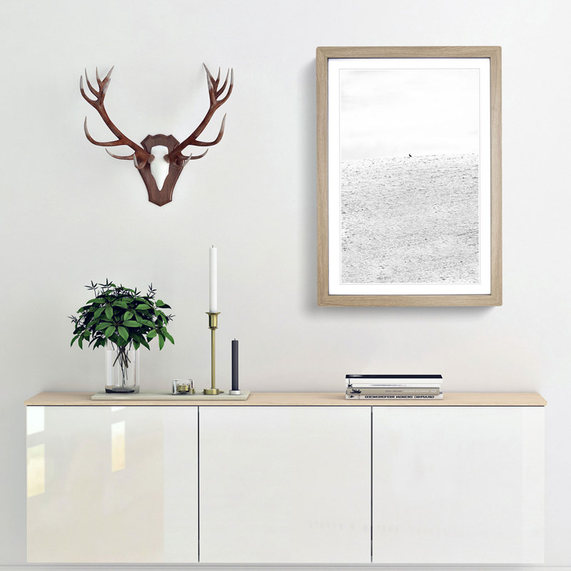 Hare at Wintertime - Framed Print, 65cm H x 48cm W x 2cm D, Oak Framed