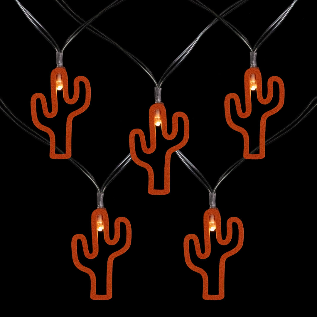 10-Count LED Orange Cactus Fairy Lights - Warm White Northlight Seasonal