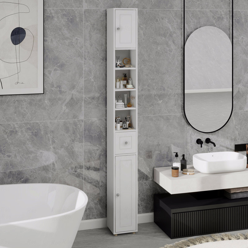 Tall Slim Bathroom Storage Cabinet, 71" Freestanding Bathroom Cabinet With 1 Drawer, 2 Doors And 4 Adjustable Shelves