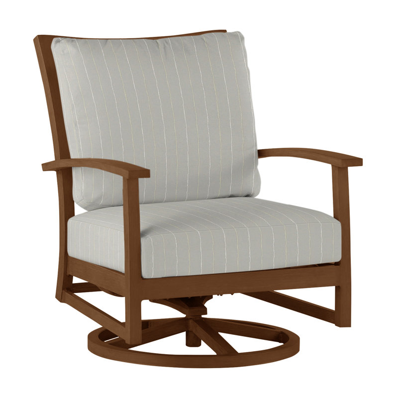 Charleston Patio Lounge Chair with Cushions, Verona Silver, Welt + Standard Fill, Charleston Aluminum #60 Oak