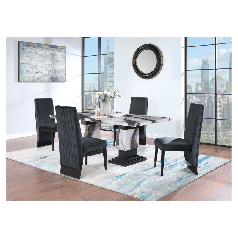 Ensemble de table Stacey Zebra, Black, Noir / blanc, Noir