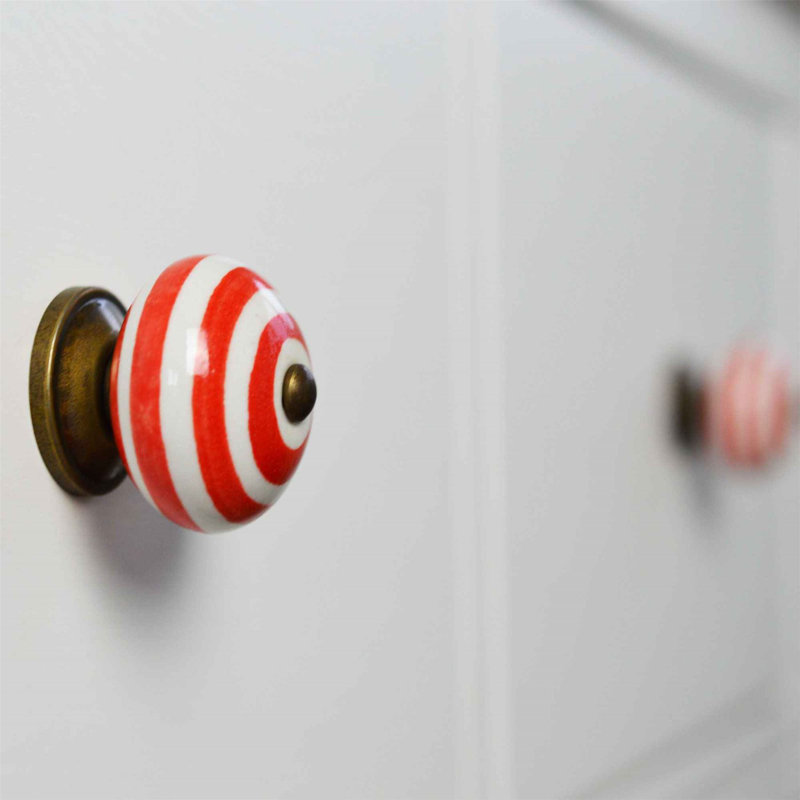 Nicola Spring - Round Ceramic Cabinet Knobs,  Light Red