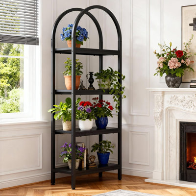 70" Modern Farmhouse Bookcase with Metal Frame