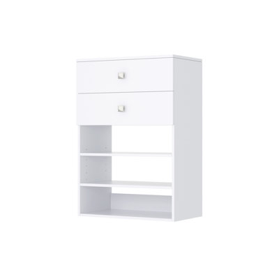 2 Drawer Short Shelf Tower Unit Combined Cabinet Box and Flat Drawer