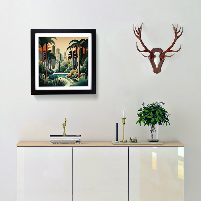 Landscape Deco - Framed Print, Black