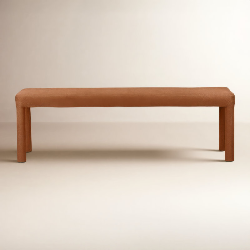 Dotty Upholstered Dining Bench, Rust Basketweave