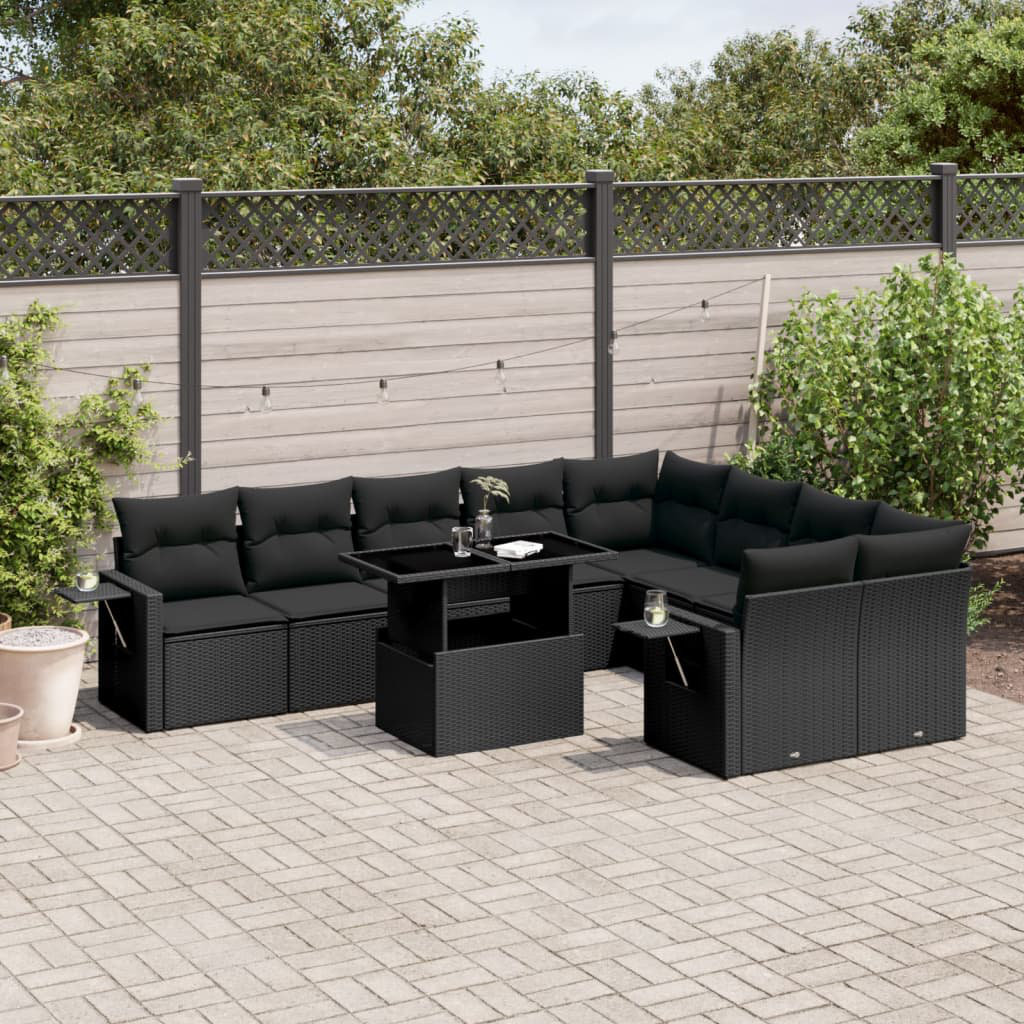 Vidaxl 10-Tlg. Garten-Sofagarnitur Mit Kissen Beige Polyrattan