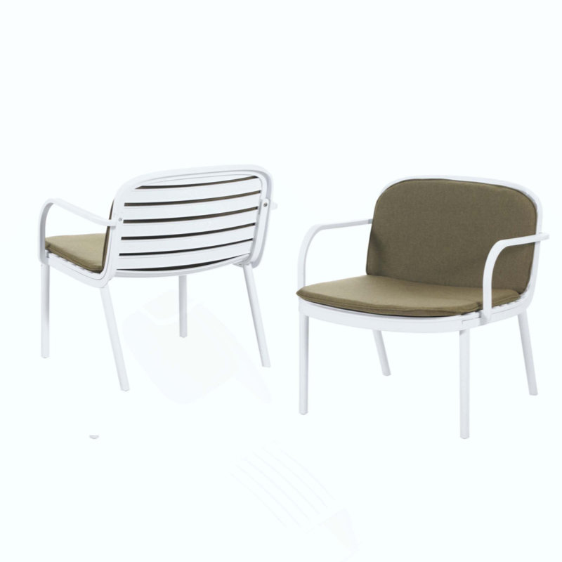 Fauteuil club d'extérieur en PP, structure résistante aux intempéries avec coussin de confort pour la cour arrière, ensemble de 2