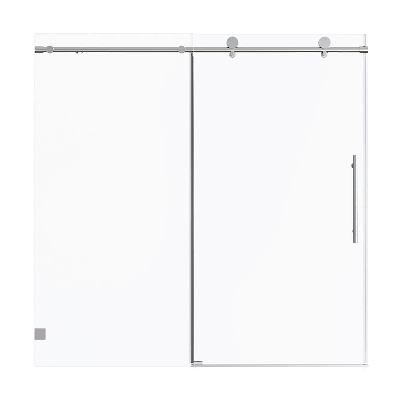 56-60" W x 60" H Frameless Shower Door Single Sliding Soft-Close with 5/16"(8mm) Tempered Glass, Chrome