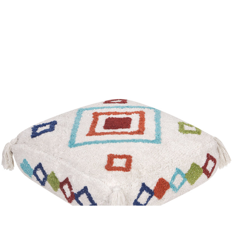 Bradlec Geometric White Square Floor Cushion