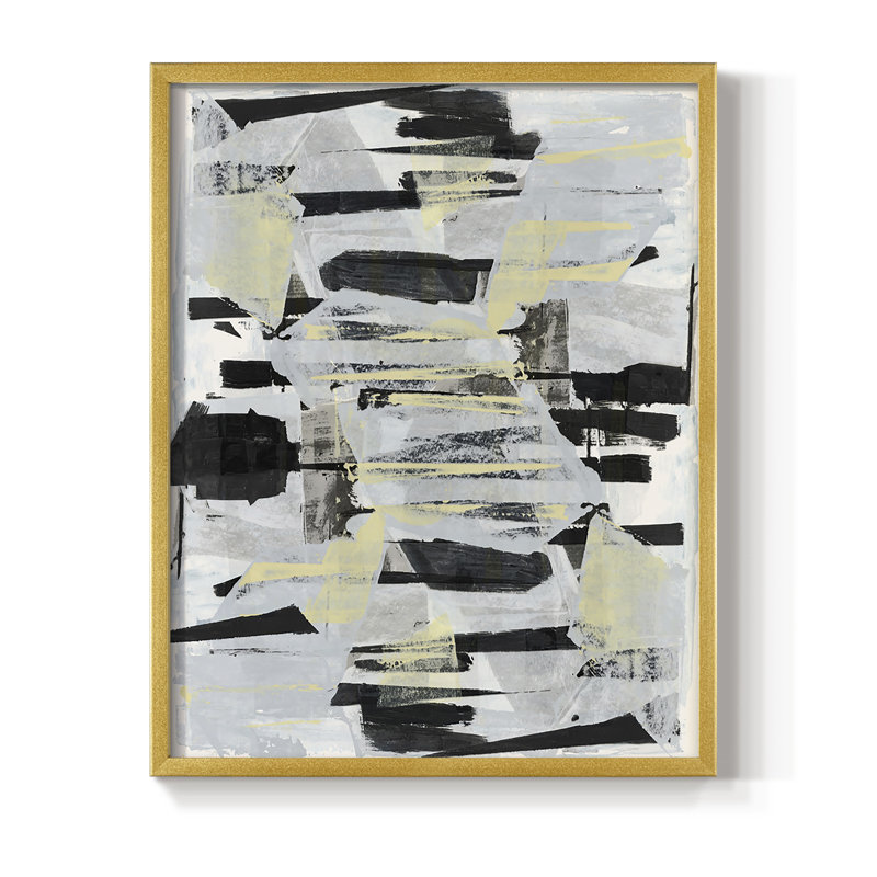 «Tiles & Texture Abstract Angles IV», reproduction encadrée - bois massif, Or, H 10 po x l 8 po