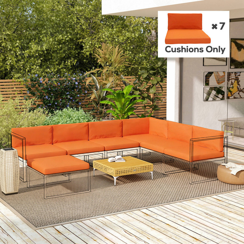 Outdoor Seat Cushion Set, Orange