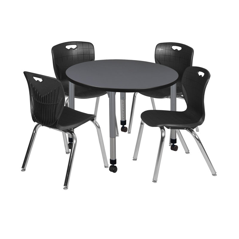 Table ronde Kee, H 34 po x L 42 po x l 42 po, Noir, Gris