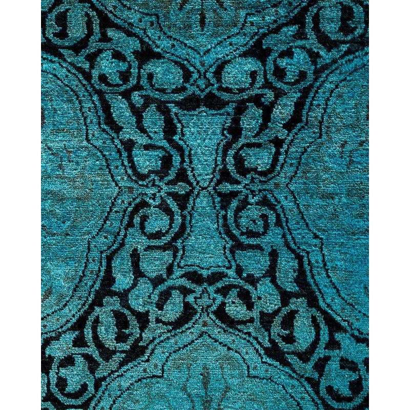 Tapis bleu surteint de conception unique 8 pi 1 po x 10 pi 3 po