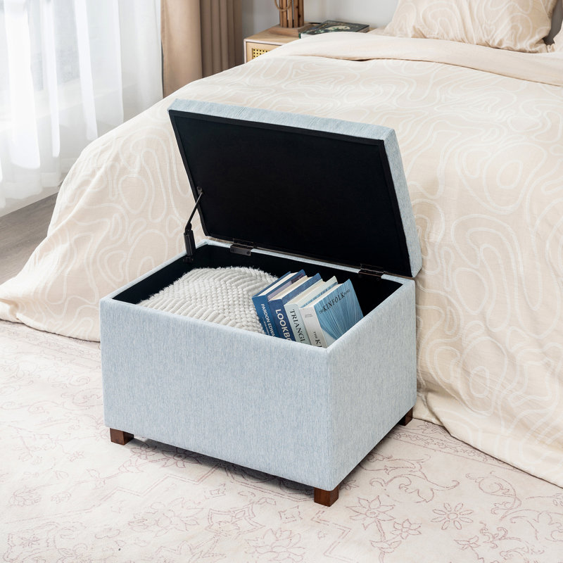 24” Fabric Storage Ottoman Bench, Blue