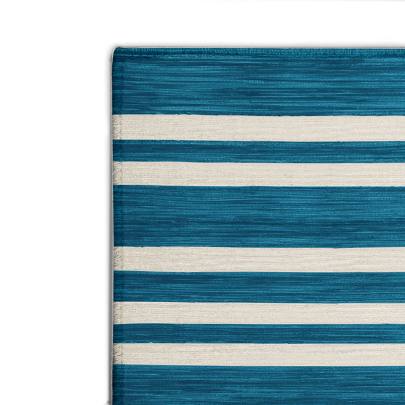 Tapis intérieur / extérieur bleu HorizontalStripes, Rectangulaire 2 pi x 3 pi
