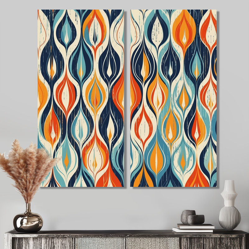 Orange et bleu, symphonie botanique III - art mural moderne vert, 20" H x 24" W, Wrapped Canvas, Does Not Apply