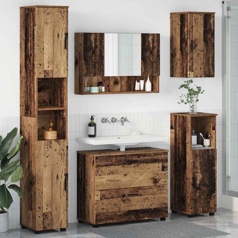 Bathroom Storage Furniture Set, Old Wood