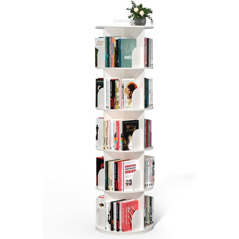 Bibliothèque pivotante à 5 niveaux à 360 ° - Organisateur de bibliothèque de coin