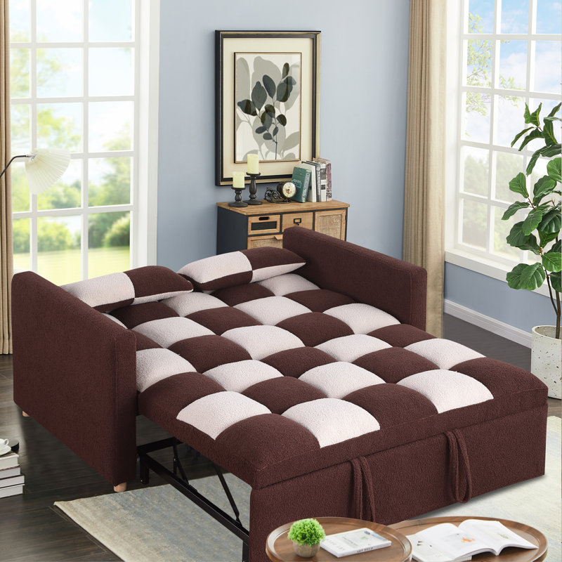 Canapé-lit de 53,5 po Pickron, Mélange de polyester brun