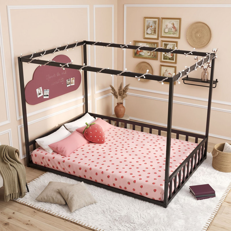 Structure de lit House avec garde-corps, Lit double