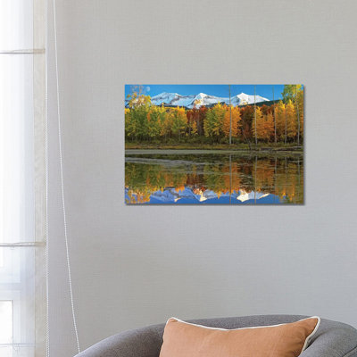 Full Moon over East Beckwith Mountain Rising Above Fall Colored Aspen Forests, Colorado 1 Piece Wrapped Canvas Wall Art