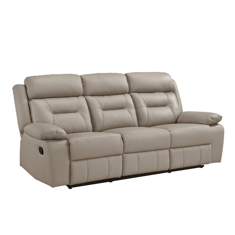 Canapé inclinable électrique Conia, cuir, USB, 87 po, Manuel - Bouton-poussoir, Latté beige brun