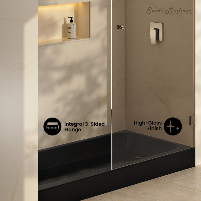 Voltaire 60 X 30 Shower Pan Base, Right, Black
