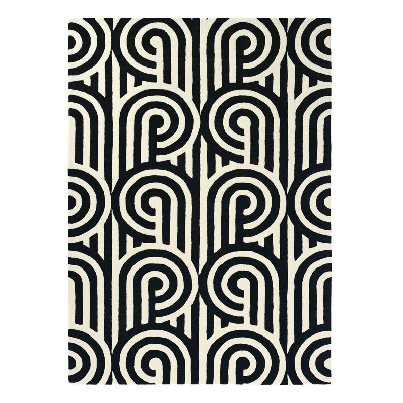 Wool Geometric Area Rug, Rectangle 3'11" x 5'11"