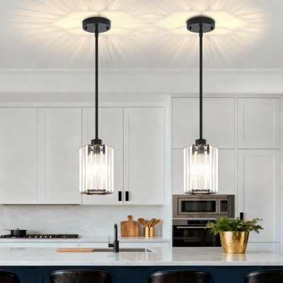 Luminaire suspendu moderne en cristal à 1 lumière à hauteur réglable
