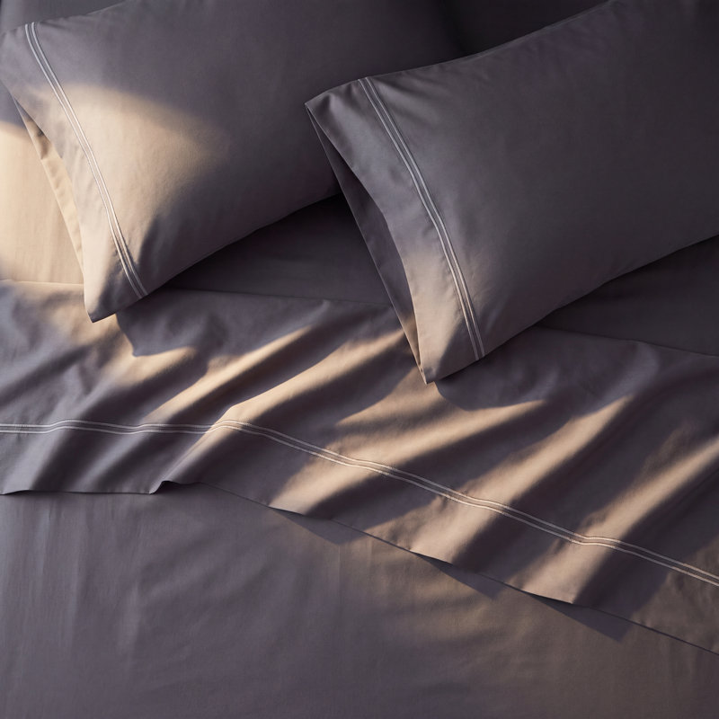 Ensemble de draps-housses en coton de qualité supérieure à densité de tissage 600 fils Supima, Gris foncé