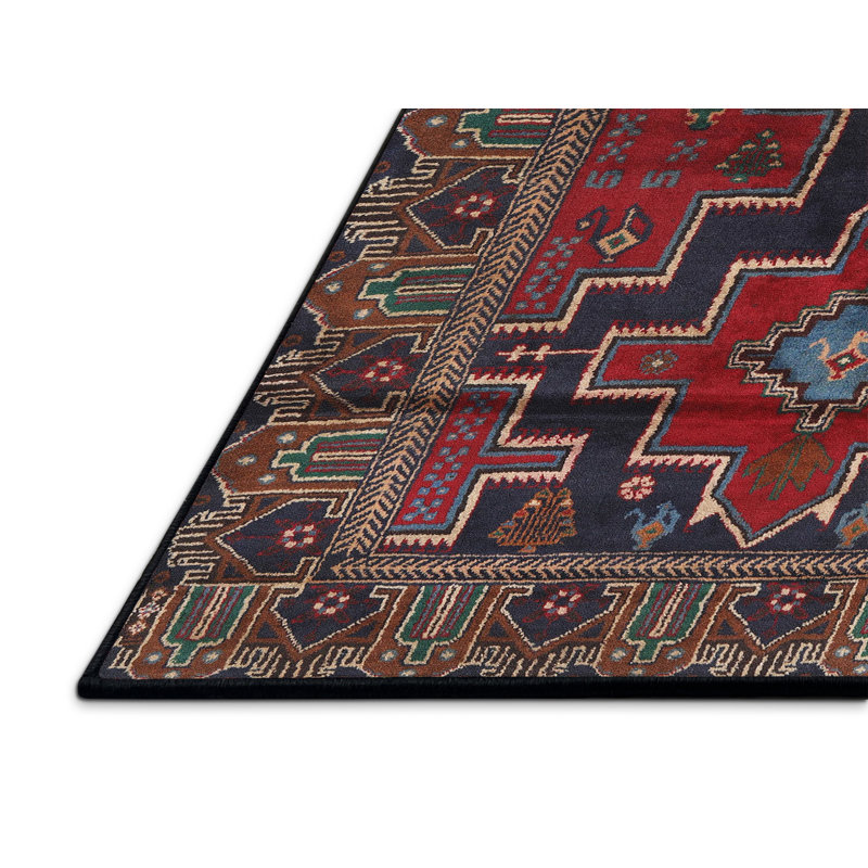 Tapis rouge / bleu Southwestern, Rectangle 2 pi x 5 pi