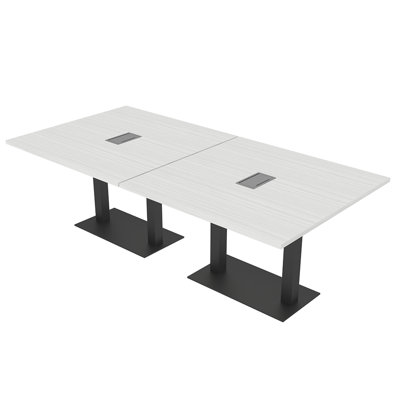 Rectangle Conference Table with Double Metal Post Base | Electrical Unit