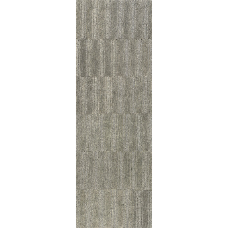 Starke Checked Wool Area Rug, Runner 2'8" x 8'
