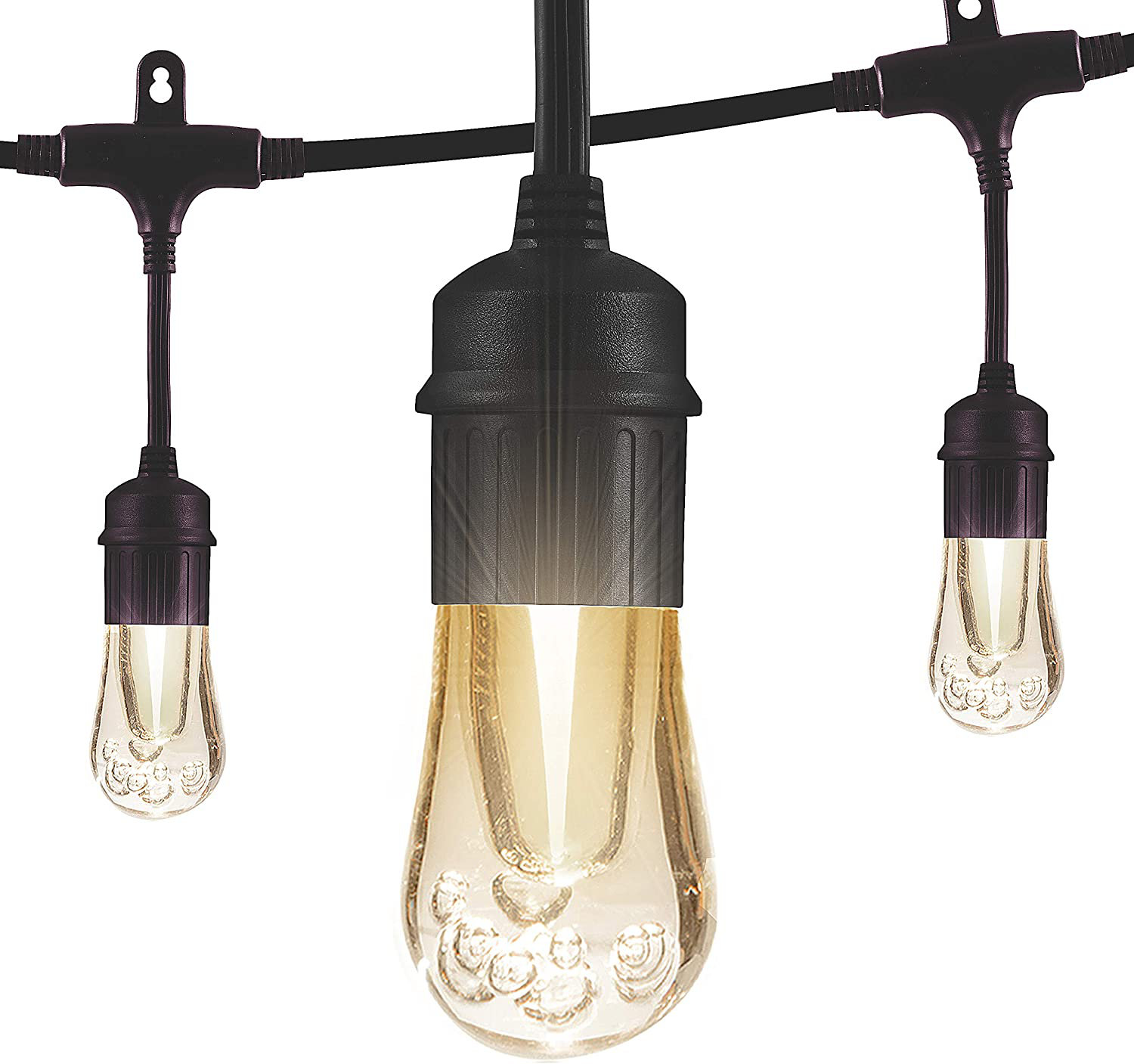 Enbrighten Vintage LED Cafe Lights 12 Bulbs 24ft. Black Cord, image size:1500x1407