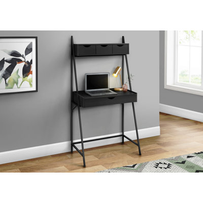 Bureau d'ordinateur, bureau personnel, ordinateur portable, incliné, tiroirs de rangement, L 32 po, travail, stratifié, métal, contemporain, moderne