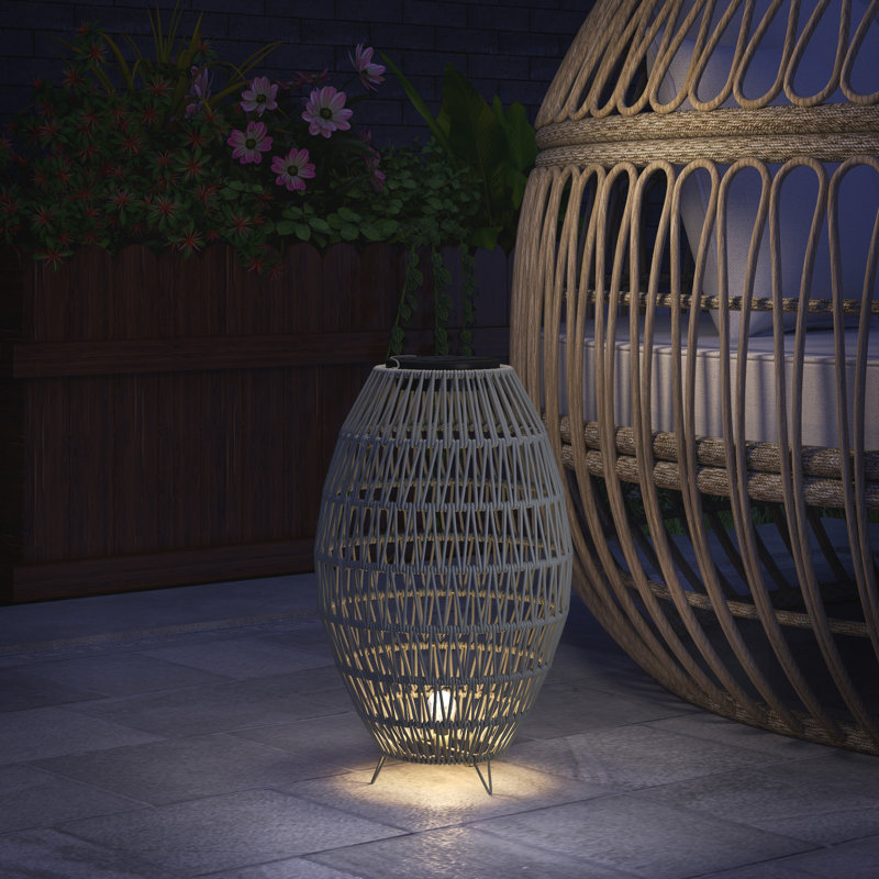 51Cm H Solar Powered Outdoor Lantern, Grey