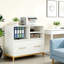 Classeur polyvalent avec tiroir, rangement ouvert et présentoir supérieur, fabriqué en métal doré E1, profondeur de 36,48 pouces, largeur de 16,07 po, tringle de rangement stable réglable en hauteur de 30,14 po, 3 espaces de rangement