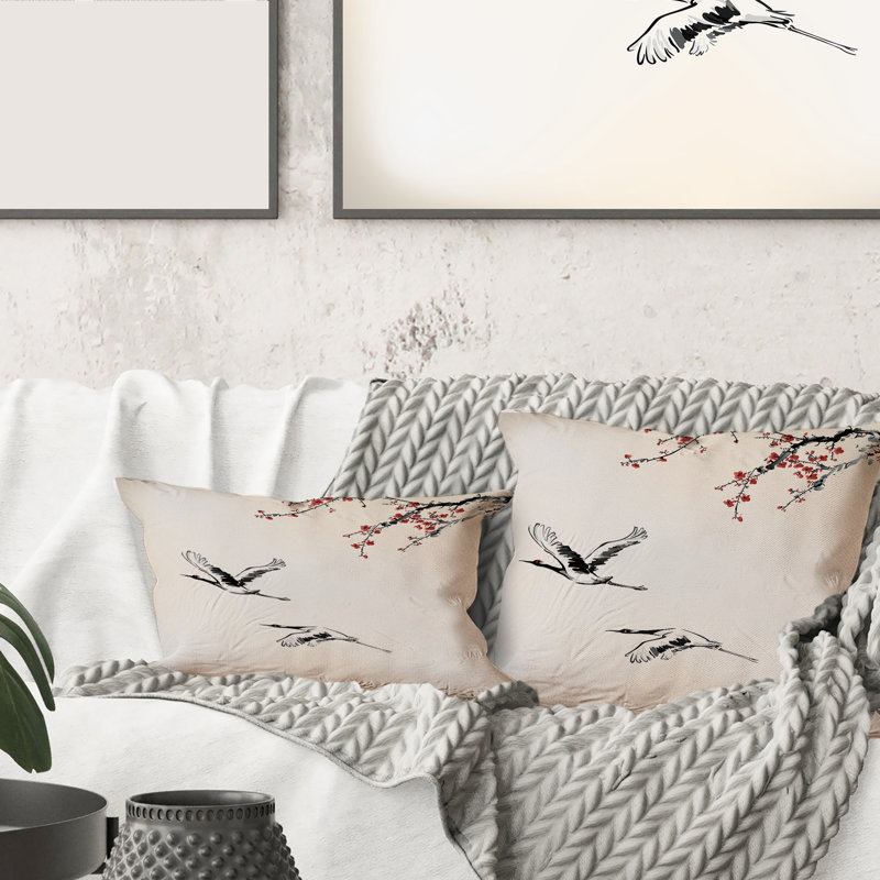 Coussin Sweet Winter Birds - imprimé traditionnel, 18" x 18"