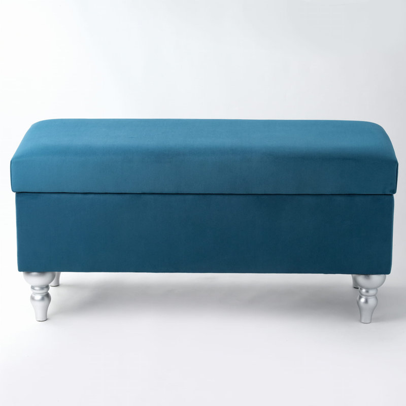 Velvet Upholstered Storage Bench, 47 x 45 x 35 cm