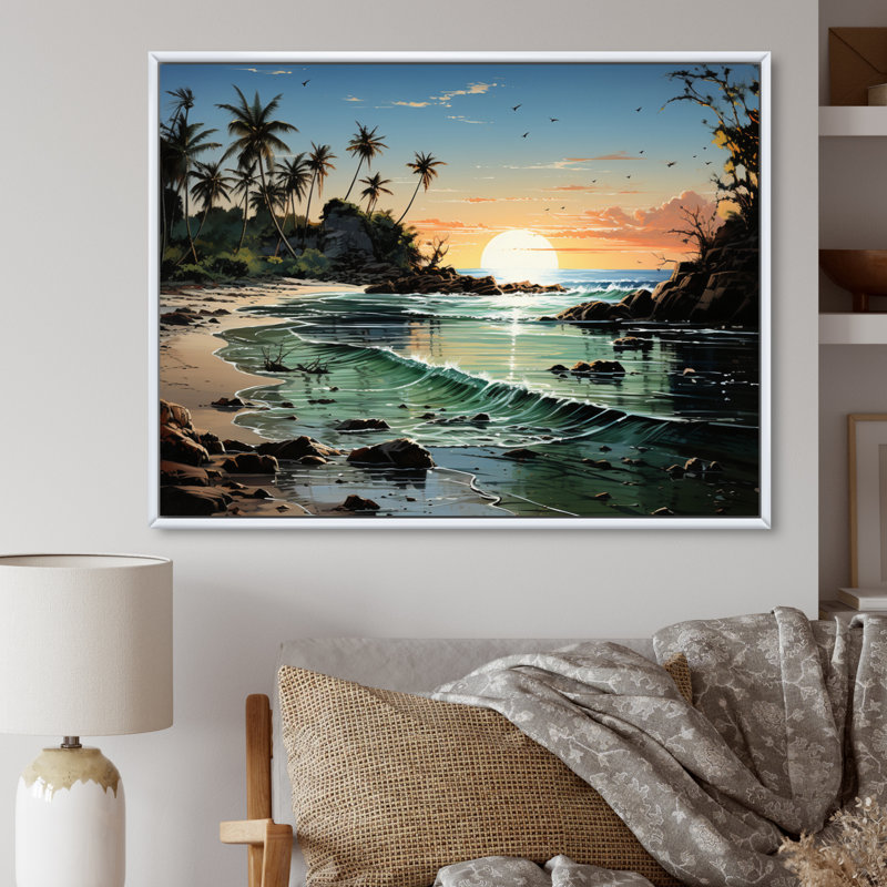 Dominicain au clair de lune II - reproduction sur toile, H 24 po x l 32 po x P 1 po, Cadre flottant blanc