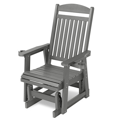 Fauteuil oscillant en poly pour bois avec porte-gobelets amovibles