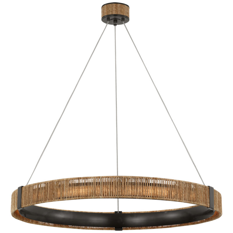 Kayden 3 - Light LED Chandelier, Bronze/Natural Abaca