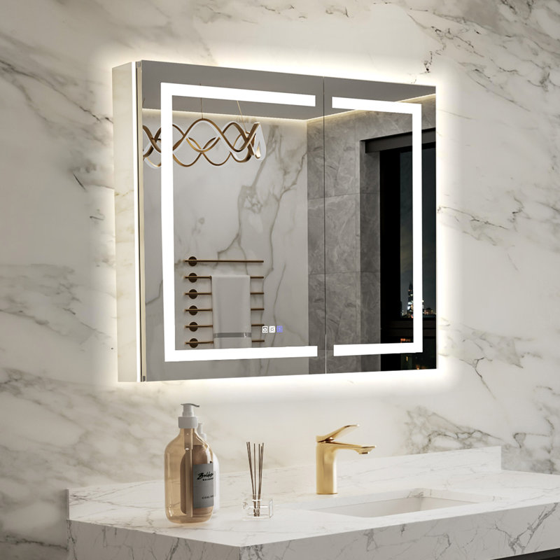 Recessed/Surface Mount LED Medicine Cabinet with Mirror And GFCI Power-Off, 36"