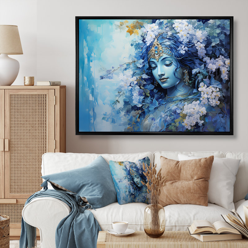 L'hindouisme Varunas Watery Wisteria I - impression, Cadre flottant noir, H 30 po x l 40 po x P 1,5 po