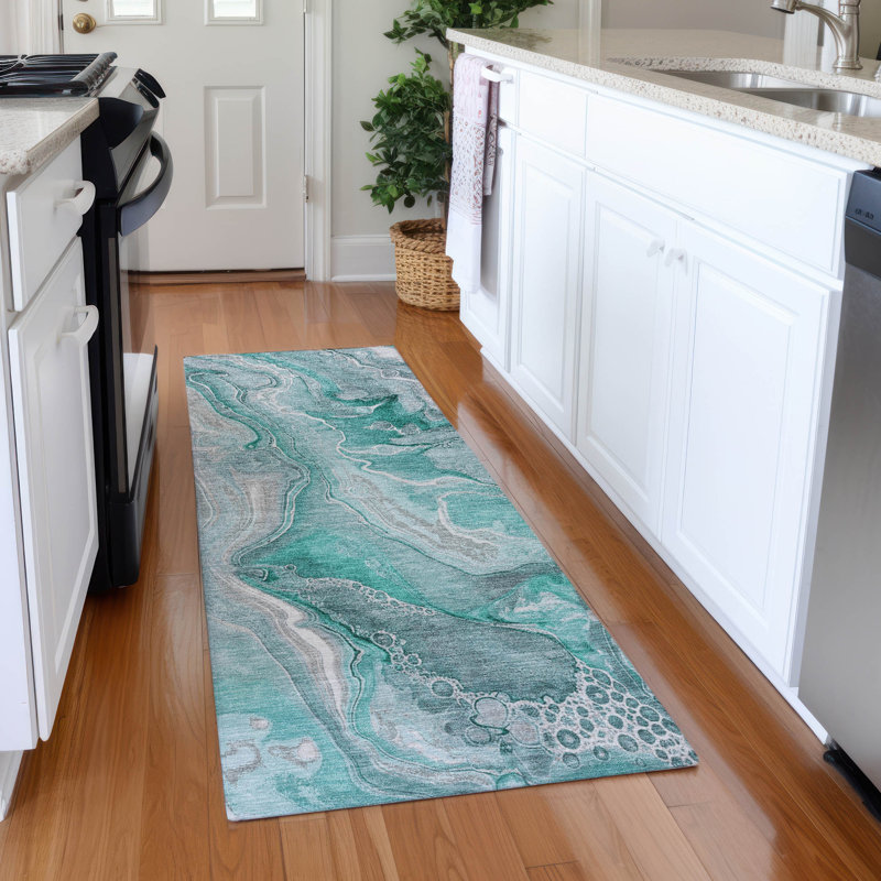 Premium Machine Washable Slesnick AMF1681 Abstract Rug, Runner 2'3" x 7'6"