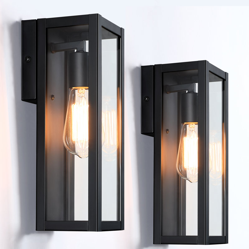 1-Light Outdoor Wall Light with Matte Black Finish, 13" H x 5" W x5" D