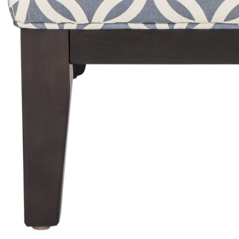 Upholstered Slipper Chair, Blue/Cream