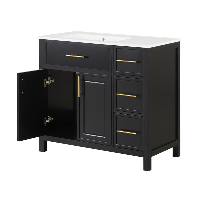 Meuble-lavabo 36 po avec comptoir d'évier, Noir