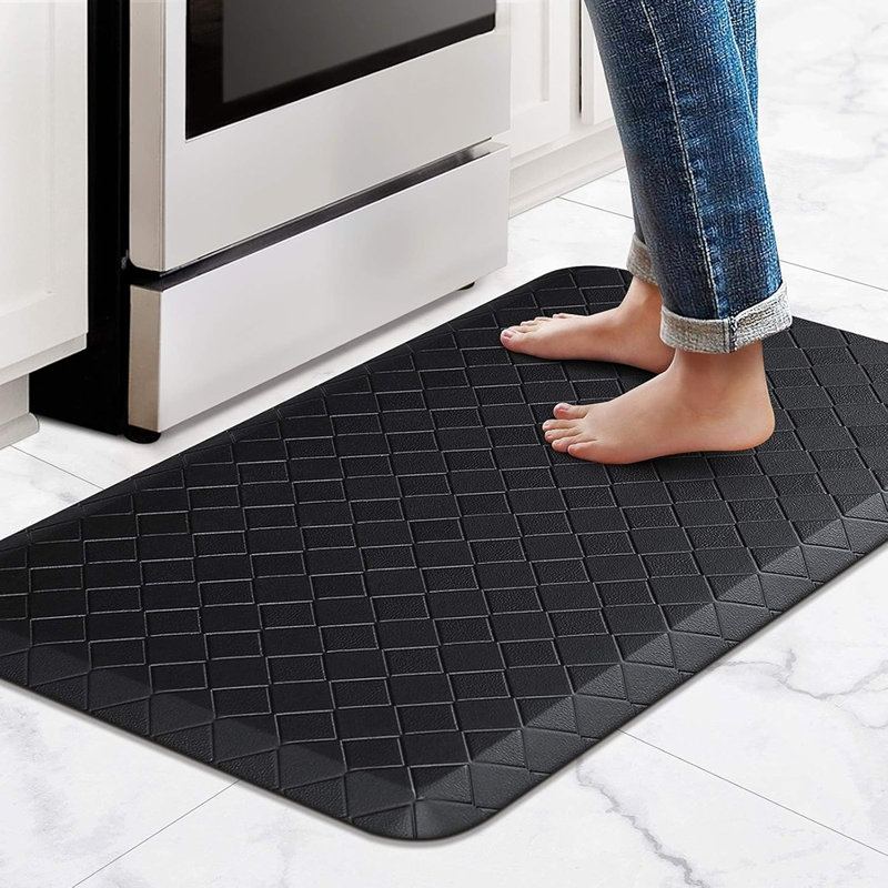 Tapis de cuisine Happytrends - noir - rembourré, anti-fatigue, épais, imperméable, antidérapant, confortable et ergonomique